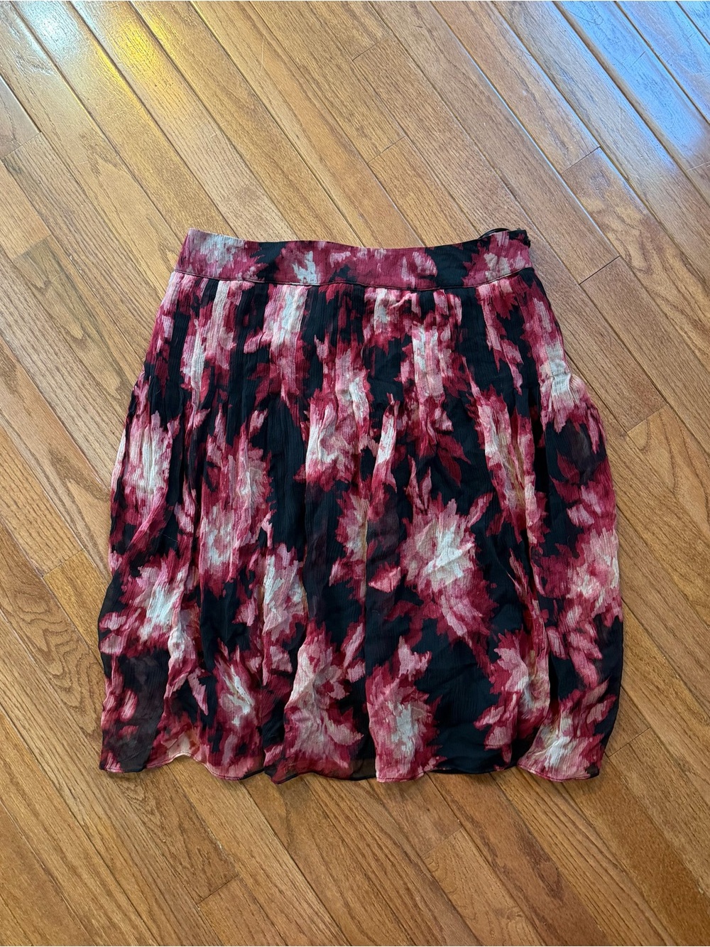 American Vintage Black with Burgundy & Cream Floral Skirt